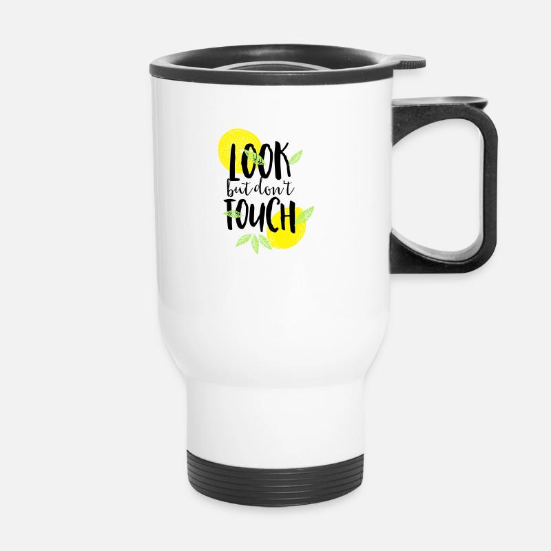 look but do not touch - Thermal mug with handle - white