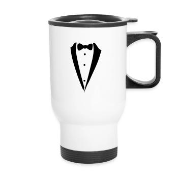 noeud papillon costume - Tasse isotherme avec poignée - blanc - Devant