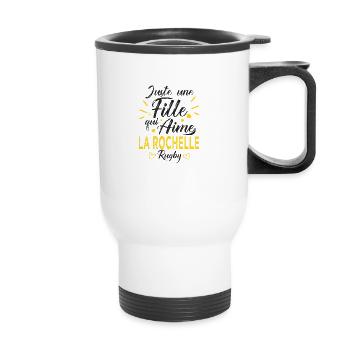 une fille aime la rochelle rugby club rochellais - Tasse isotherme avec poignée - blanc - Devant