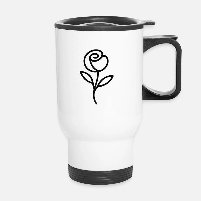 Schlichte Rose - Geschenkidee Muttertag - Thermobecher mit Tragegriff - Weiß
