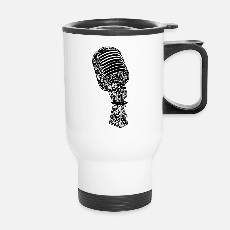 Tribal Old school Microphone - Thermal mug with handle - white
