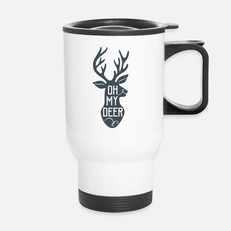 Oh My Deer Geschenk Weihnachten Weihnachtsmann Wei - Thermobecher mit Tragegriff - Weiß