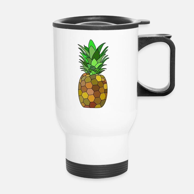 Geometrisches Ananas Design - Thermobecher mit Tragegriff - Weiß