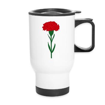 Fleur d’œillet rouge vif unique - Tasse isotherme avec poignée - blanc - Devant