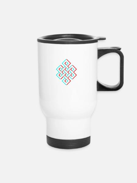 Karma 3D Glitch Anaglyph - Thermobecher mit Tragegriff - Weiß