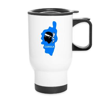 Corsica Island France Map blue - Thermal mug with handle - white - Front