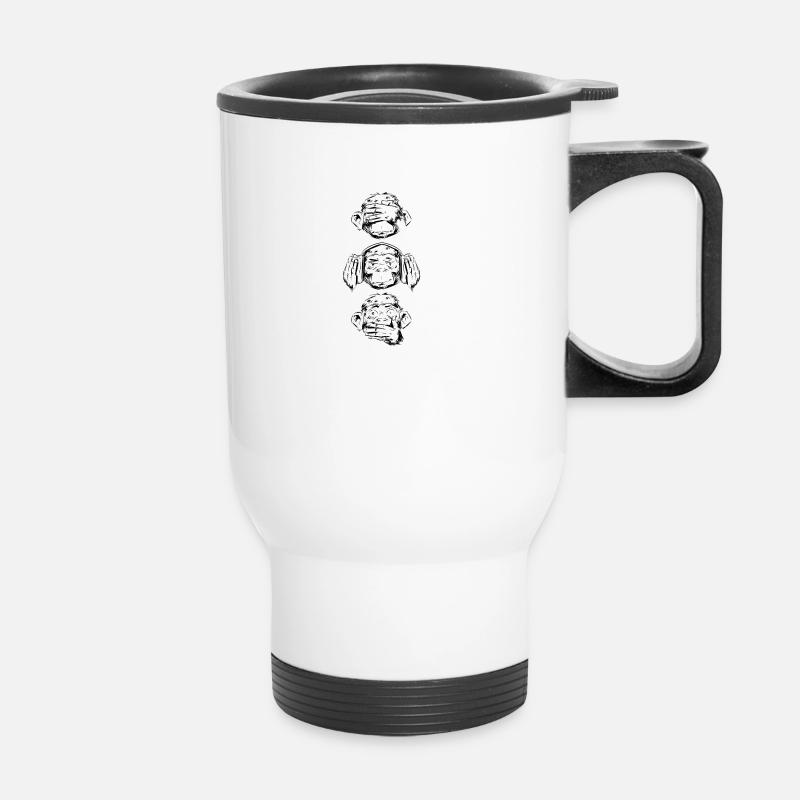3 WISE Monkeys Hear Speak and See No Evil - Thermal mug with handle - white