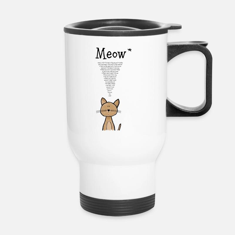 cat&friends-Meow - Thermobecher mit Tragegriff - Weiß