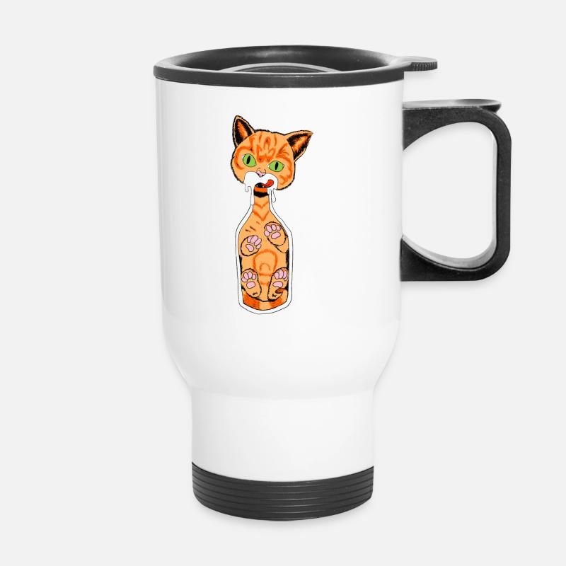 Katze in der Flasche - Thermal mug with handle - white