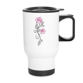 Rose Rose Vine Pink - Thermal mug with handle - white - Front
