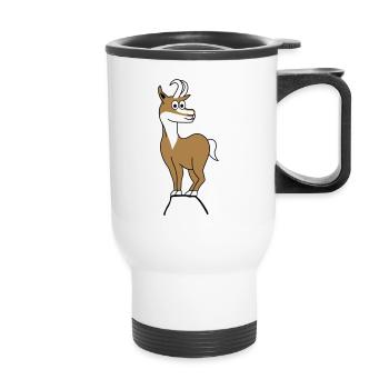 Berggams, chamois sur la montagne - Tasse isotherme avec poignée - blanc - Devant