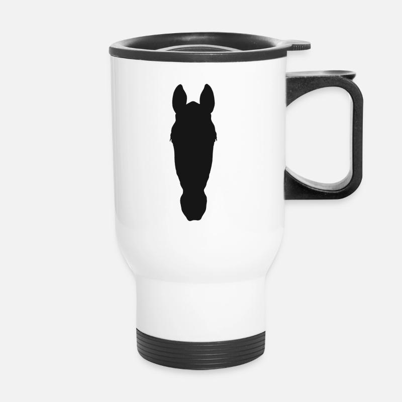 Horse head frontal silhouette - Thermal mug with handle - white