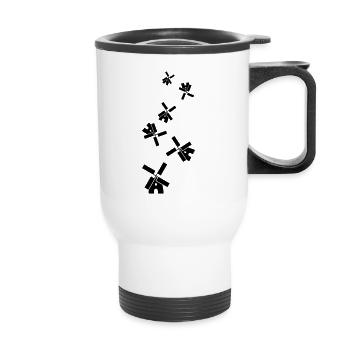 Windmühle Ivon Silhouette - Thermobecher mit Tragegriff - Weiß - Vorne