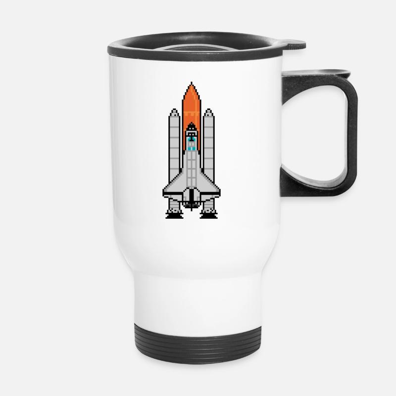 G.36 Space Shuttle in Geek and Pixel Art Style - Thermal mug with handle - white