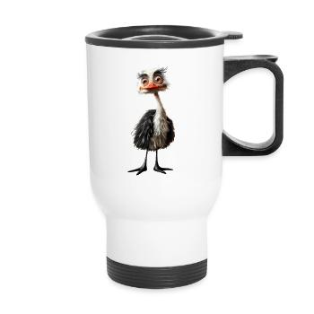 Oiseau autruche #lovely toons - Tasse isotherme avec poignée - blanc - Devant