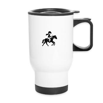 Équitation Dressage Cavalier - Tasse isotherme avec poignée - blanc - Devant