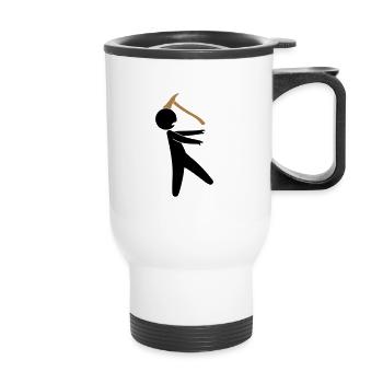 A zombie with an ax in the head - Thermal mug with handle - white - Front