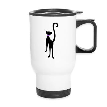 Chat rétro silhouette by Patjila - Tasse isotherme avec poignée - blanc - Devant
