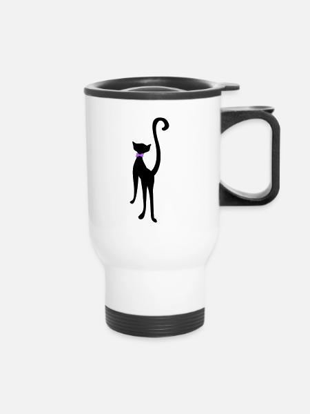 retro cat silhouette by Patjila - Thermal mug with handle - white