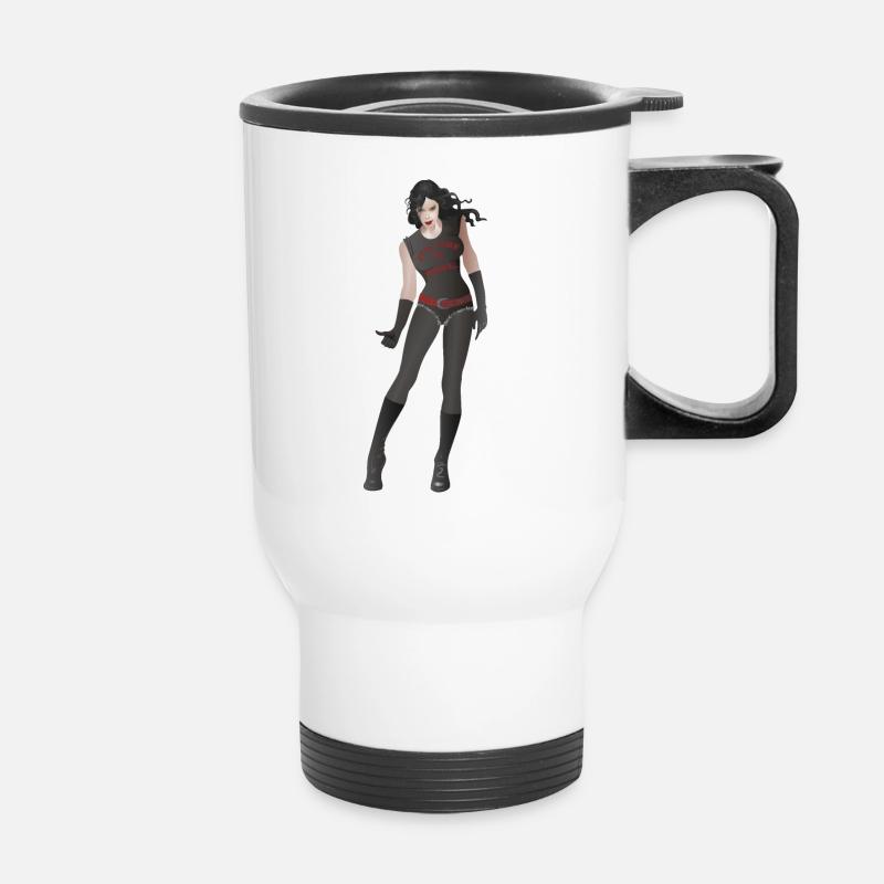 MÄDCHEN IN SCHWARZ - Hommage an Milo Manara - Thermobecher mit Tragegriff - Weiß