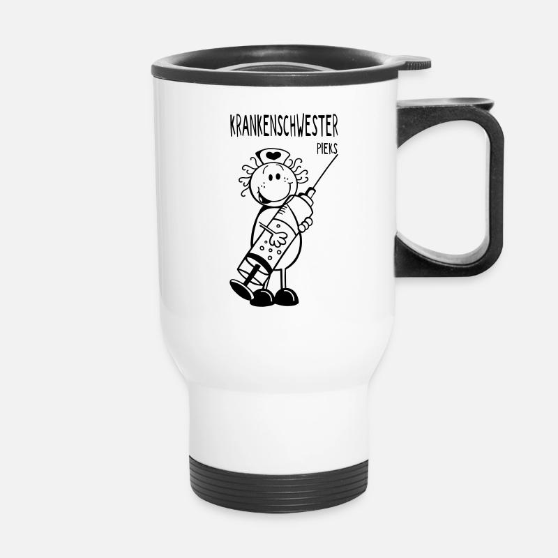 Krankenschwester mit Spritze - Geschenk - Thermobecher mit Tragegriff - Weiß