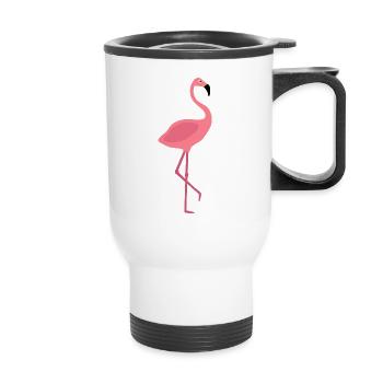 Flamingo - Thermal mug with handle - white - Front