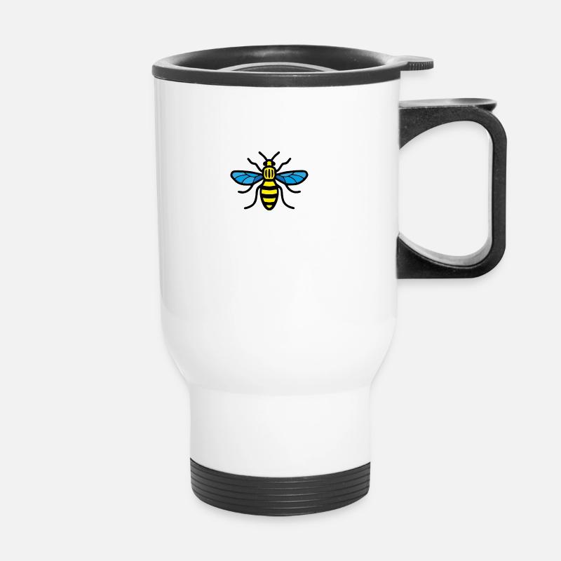 Manchester Biene (Farbe) - Thermobecher mit Tragegriff - Weiß
