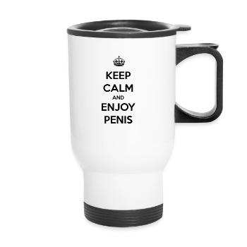 Penis! Lovetoy / Geschenk - Thermobecher mit Tragegriff - Weiß - Vorne