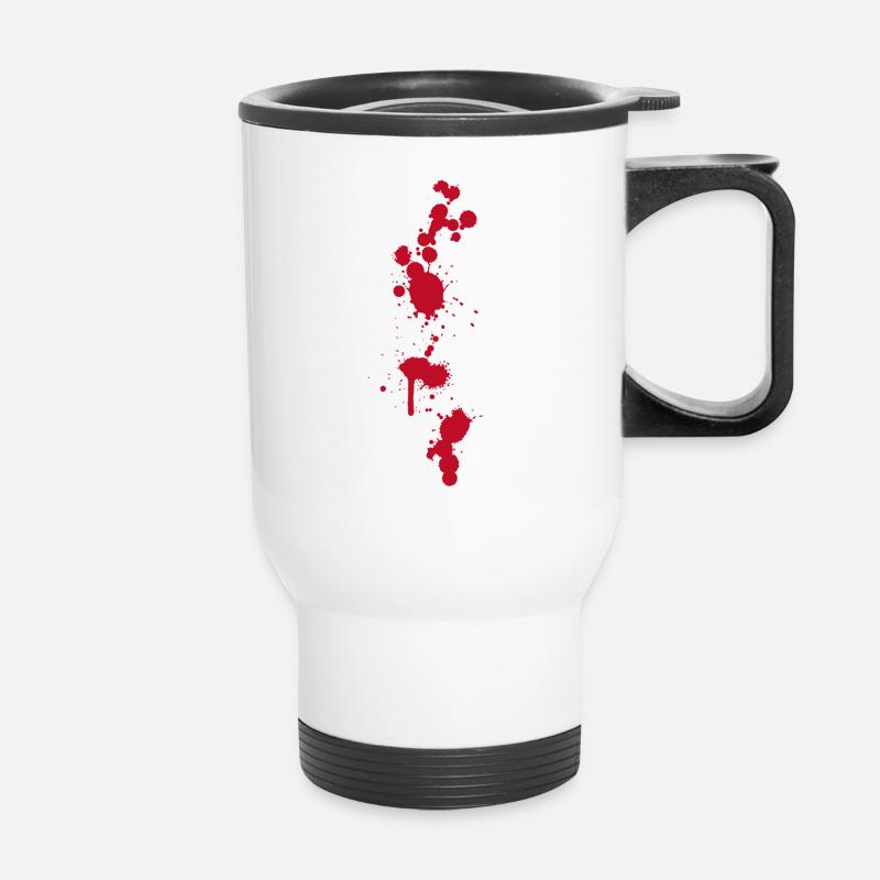 Taches de sang éclaboussures d’Halloween zombies salle d’opération médecin - Tasse isotherme avec poignée - blanc