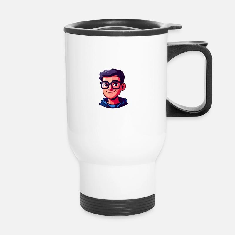 Guy with glasses - Thermal mug with handle - white
