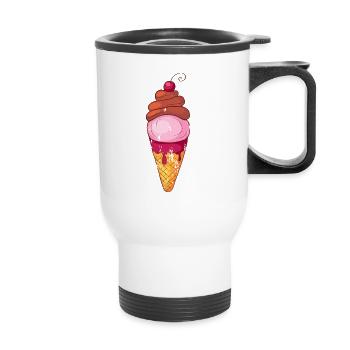 Retro Vintage Grunge Style Eis - Thermobecher mit Tragegriff - Weiß - Vorne