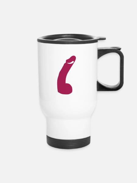 Dildo 18 5 - Thermobecher mit Tragegriff - Weiß