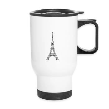 Tour Eiffel - La Dame de fer de Paris - Noir - Tasse isotherme avec poignée - blanc - Devant