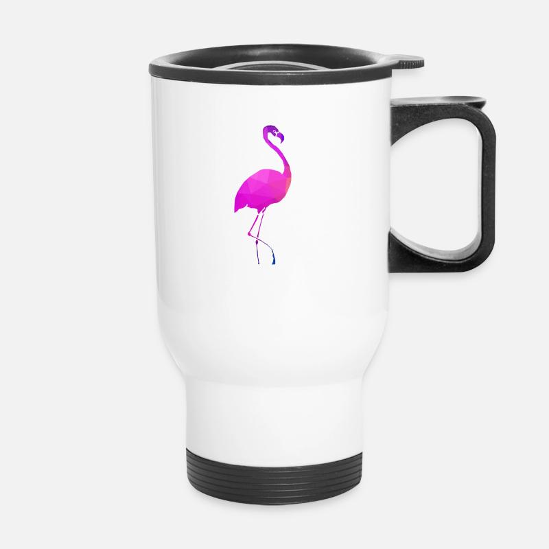 Polygon Flamingo Gift Idea - Thermal mug with handle - white