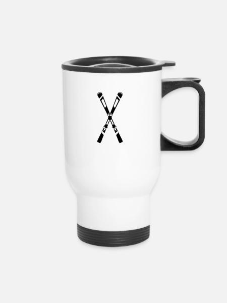 Ski cross, ski - Tasse isotherme avec poignée - blanc