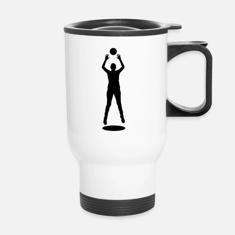 Volleyball Setter Silhouette - Thermal mug with handle - white
