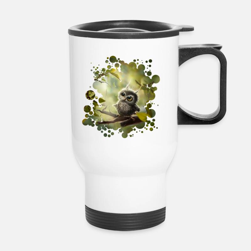 Kleine Eule - Thermobecher mit Tragegriff - Weiß
