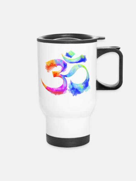 Om arcenciel Aquarell - Thermobecher mit Tragegriff - Weiß
