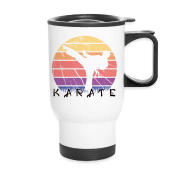 Karate - Thermobecher mit Tragegriff - Weiß - Vorne