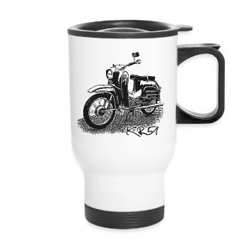 SIMSON Schwalbe KR51 - Thermobecher mit Tragegriff - Weiß - Vorne