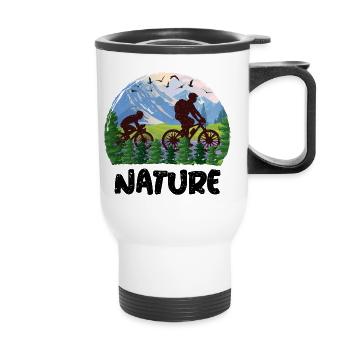 Nature Cycliste Montagnes Sauvage - Tasse isotherme avec poignée - blanc - Devant