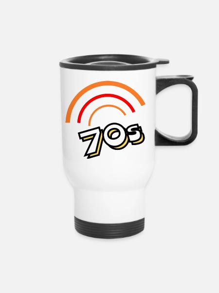 70er Jahre - Thermobecher mit Tragegriff - Weiß