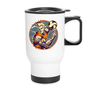 Joueurs de volley-ball - Tasse isotherme avec poignée - blanc - Devant