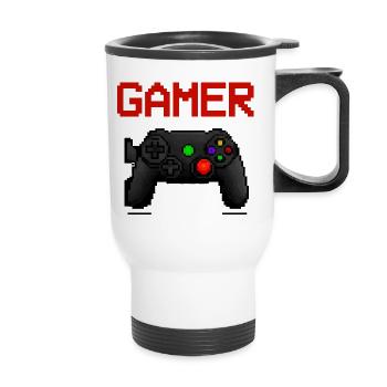 Gamer - Thermobecher mit Tragegriff - Weiß - Vorne