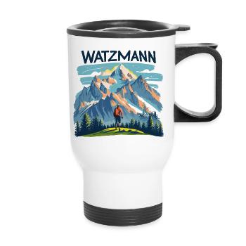 Berg Watzmann Faszination - Bayerischen Alpen - Thermobecher mit Tragegriff - Weiß - Vorne