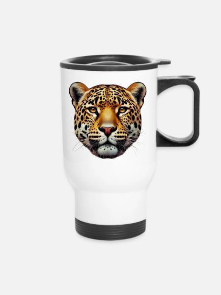 Leopard - Thermobecher mit Tragegriff - Weiß