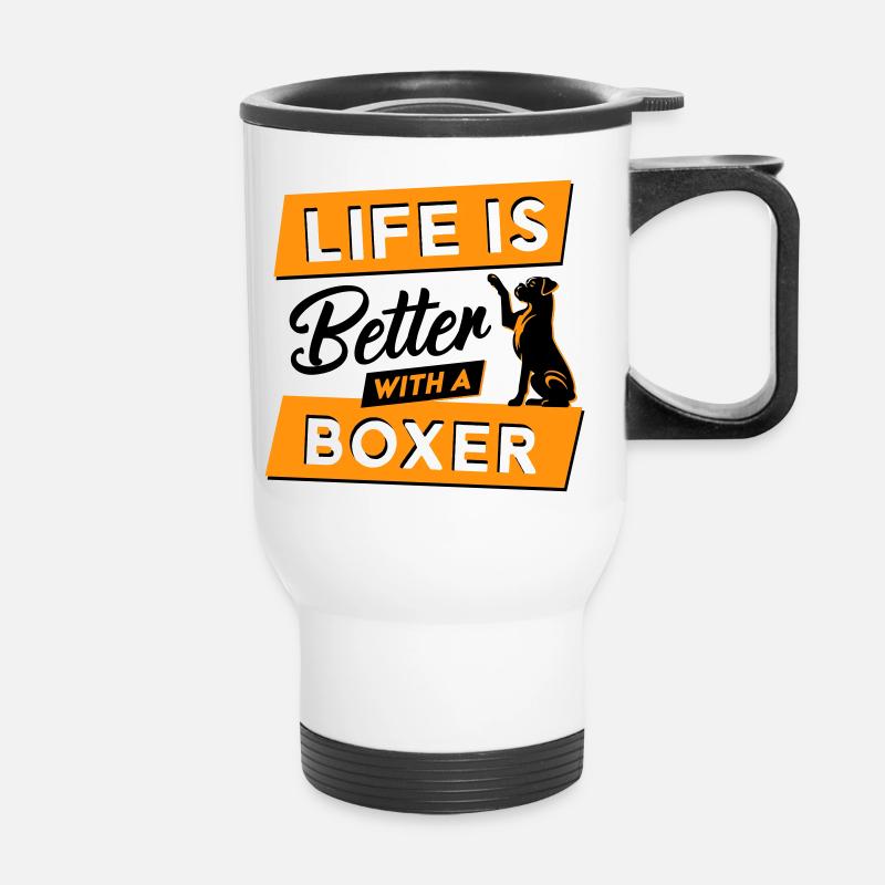 Life is Better with a Boxer - Vektor Design - Thermobecher mit Tragegriff - Weiß