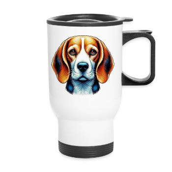 Beagle Hund - Thermobecher mit Tragegriff - Weiß - Vorne