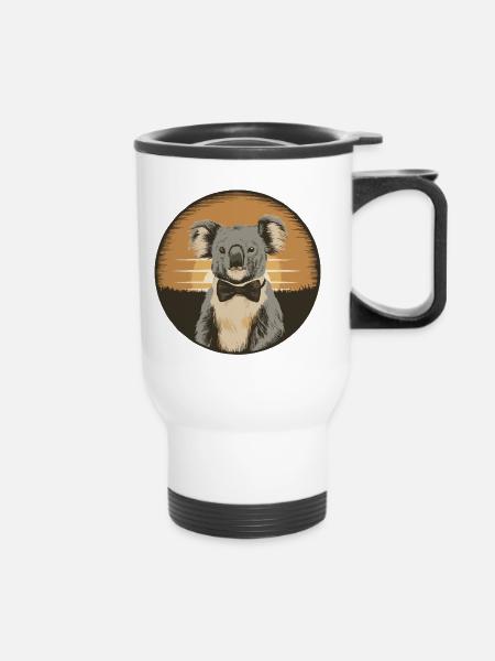Retro Sunset Koala with Bowtie - Thermobecher mit Tragegriff - Weiß