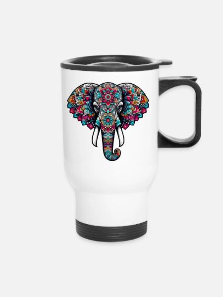 Elefant - Thermobecher mit Tragegriff - Weiß